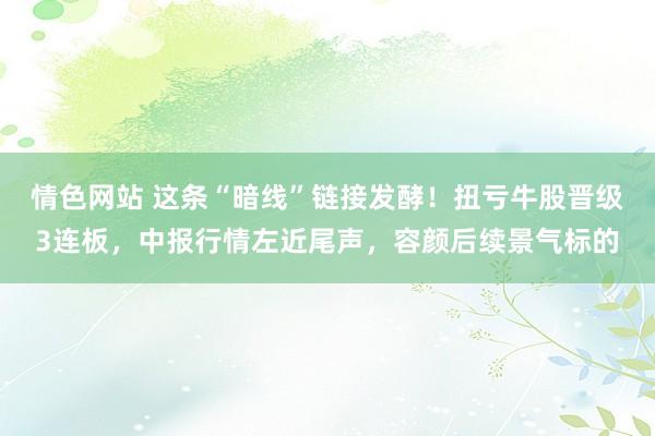 情色网站 这条“暗线”链接发酵！扭亏牛股晋级3连板，中报行情左近尾声，容颜后续景气标的