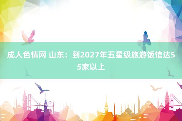 成人色情网 山东：到2027年五星级旅游饭馆达55家以上