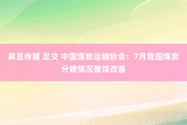 麻豆传媒 足交 中国煤炭运销协会：7月我国煤炭分娩情况握续改善