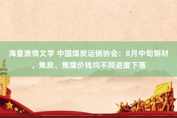 海量激情文学 中国煤炭运销协会：8月中旬钢材、焦炭、焦煤价钱均不同进度下落