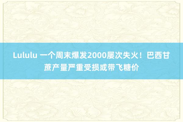 Lululu 一个周末爆发2000屡次失火！巴西甘蔗产量严重受损或带飞糖价