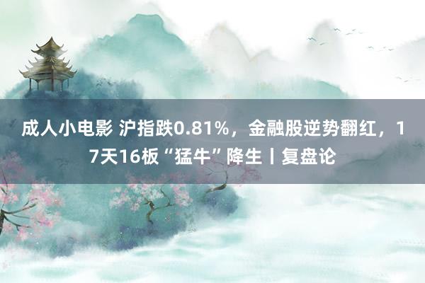 成人小电影 沪指跌0.81%，金融股逆势翻红，17天16板“猛牛”降生丨复盘论