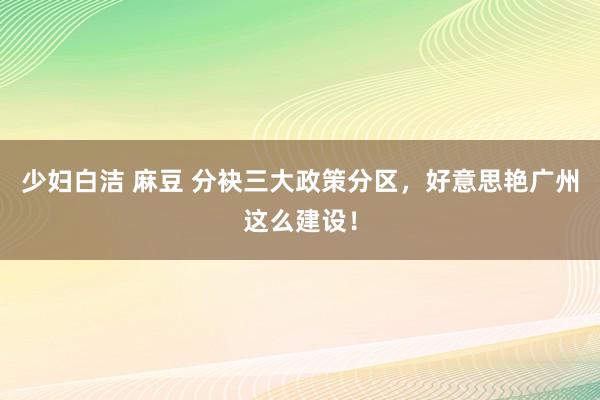 少妇白洁 麻豆 分袂三大政策分区，好意思艳广州这么建设！